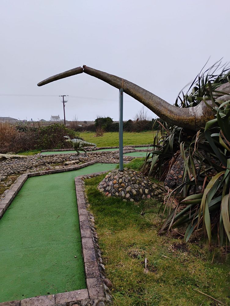 Dilapidated crazy golf course at Seaview Holiday Park, Cornwall